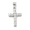 304 Stainless Steel Cubic Zirconia Pendants, Cross Charm, Stainless Steel Color, 27x17x4mm, Hole: 5.5x4.5mm