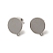 Non-Tarnish 201 Stainless Steel Stud Earring Findings, with 304 Stainless Steel Pin & Horizontal Loop & Friction Ear Nuts, Flat Round, Stainless Steel Color, 14.5x12mm, Hole: 1.4mm, Pin: 0.7mm