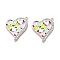 Brass Pendants, Heart, with Enamel &  Micro Pave Cubic Zirconia, Long-Lasting Plated, Cadmium Free & Lead Free, Rack Plating, Platinum, 21x20x2mm, Hole: 1.5mm