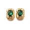 Brass Glass Beads, Rectangle, Green, 12x9x6.5mm, Hole: 1.2mm