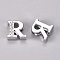 Alloy Slide Charms, with Crystal Rhinestone, Letter, Platinum, Letter.R, R: 11.5x11.5x4.5mm, Hole: 2x8mm