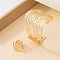 Hollow Out Leaf Alloy Cuff Bangles & Cuff Rings Sets, Golden, 60mm & 18mm