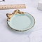 Round with Bowknot Porcelain Jewelry Plate, Storage Tray for Rings, Necklaces, Earring, Cosmetics, Pale Turquoise, 100mm