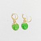 Ocean Theme Alloy Enamel Shell Shape Leverback Earrings, Golden, Lime, 32x13mm