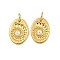 Oval Rack Plating Brass Pendants, with ABS Imitation Pearl and Jump Ring, Cadmium Free & Lead Free, Real 18K Gold Plated, 15x10.5x4.5mm, Hole: 3mm