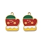 Christmas 304 Stainless Steel Enamel Pendants, Real 14K Gold Plated, Gloves, 18x13.5x1.5mm, Hole: 1.8mm