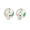 Transparent Glass Enamel Beads, Hand Drawn Beads, Round with Flower, White, 12.5mm, Hole: 1.8mm