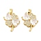 Clover Brass Micro Pave Cubic Zirconia Pendants, Cadmium Free & Nickel Free & Lead Free, Real 18K Gold Plated, 19.5x17x5.5mm, Hole: 4.5x2.5mm
