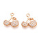 Brass Micro Pave Cubic Zirconia Pendants, Cherry, Light Gold, 15.3x15.1x3.3mm, Hole: 1.8mm