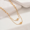 Fashionable Brass Round Pendant Necklaces for Women, Real 18K Gold Plated, 17.91 inch(45.5cm)
