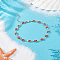 1Pc Brass & Handmade Lampwork Evil Eye Link Chain Anklets, Golden, FireBrick, 9-3/8 inch(237mm)