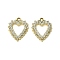 UV Plating Alloy Rhinestone Pendants, Golden, Heart, 22.5x19x2.5mm, Hole: 2mm