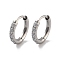 316 Surgical Stainless Steel Pave Clear Cubic Zirconia Hoop Earrings Women, Stainless Steel Color, 12x2mm