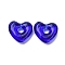 Handmade Lampwork Beads, Large Hole Beads, Heart, Blue, 14x15x5mm, Hole: 4mm