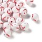 Handmade Polymer Clay Beads, Baseball, White, 8mm, Hole: 1mm