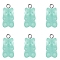 Transparent Resin Pendants, with Metal Findings, Bear, Platinum, Medium Aquamarine, 20x10mm, Hole: 2mm