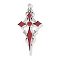 Rack Plating Alloy Enamel Pendants, with Rhinestone, Cadmium Free & Nickel Free & Lead Free, Sword, FireBrick, 47x21.5x3.5mm, Hole: 2mm