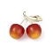 Alloy & Acrylic Pendants, Cherry, Light Gold, 36x39x19.5mm, Hole: 2mm