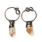 Natural Citrine Big Pendants, Nuggets Charms with Brass Rings, Red Copper, 43~68x29.5~30.5x3~13mm, Hole: 6mm