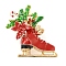 Christmas Theme Golden Zinc Alloy with Rhinestone Brooches, Enamel Pins, Shoes, 34x32x6~6.5mm