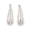 Brass Textured Teadrop Links Connector Charms, Real Platinum Plated, 25x8x3mm, Hole: 1.4mm and 1mm