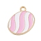 Christmas Alloy Enamel Pendants, Egg Charm, Golden, Pink, 20x16.5x1mm, Hole: 2mm