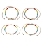 Colorful Glass Seed & Brass Braided Bead Bracelet, Mixed Shapes, Inner Diameter: 1-7/8~3-1/4 inch(4.8~8.4cm)