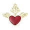 Rack Plating Alloy Enamel Pendants, Cadmium Free & Nickel Free & Lead Free, Sacred Heart with Wing Charm, Golden, 27.5x30x2mm, Hole: 1.5mm