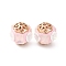 Handmade Resin Indonesia Round Beads, with Alloy Rhinestone Findings, Round with Flower, Misty Rose, 17.5mm, Hole: 1.8mm