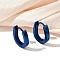 304 Stainless Steel Polishing Effect Hoop Earrings, Ion Plating(IP), Blue, 15.5x13x3mm