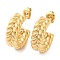 Ion Plating(IP) 304 Stainless Steel Stud Earrings, C-Shaped Twist, Real 14K Gold Plated, 21x8mm