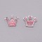Transparent Resin Cabochons, with Glitter Powder, Crown, Pink, 18x23x7.5mm
