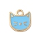 Rack Plating Alloy Enamel Charms, Cadmium Free & Lead Free, Light Gold, Cat Shape Charm, Deep Sky Blue, 14.5x13x1mm, Hole: 2.5mm