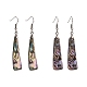 Conchiglie abalone / conchiglie paua, con ganci di orecchini di ottone, triangolo, colorato, 50~68x11~19x1.4mm, Gancio: 18.7 mm