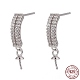Rhodium Plated 925 Sterling Silver Micro Pave Cubic Zirconia Stud Earring Findings STER-P035-41P-1