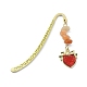 6Pcs 6 Style Natural Gemstone Beaded Pendant Bookmarks with Acrylic Heart AJEW-JK00261-4
