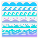 FINGERINSPIRE Sea Waves Stencil 30x30cm Scallop Edge Painting Stencil Plastic 6 Styles Wave & Scallop Border Pattern Stencils Reusable Stencils for Painting on Wood Floor Wall Fabric Home Decor DIY-WH0391-0169-1