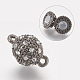 Alloy Rhinestone Magnetic Clasps with Loops X-RB-H116-2-B-2