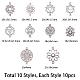 SUNNYCLUE 1 Box 100Pcs 10 Styles Flower Connector Charms Finding Tibetan Antique Silver Flower Hollow Chakra Charms Pendants Craft Supplies for DIY Jewelry Bracelet Necklace Earring Making Accessories TIBE-SC0001-08AS-FF-2