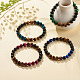 Set di 4 braccialetti elasticizzati con perline rotonde in 4 colori di occhio di tigre naturale e agata nera (tinta). BJEW-JB08086-2