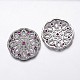 CZ Brass Micro Pave Cubic Zirconia  Flat Round with Flower Pendants ZIRC-O001-10-RS-2