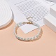 Shell Pearl & Glass Flower Beaded Bracelet with Brass Tiny Heart BJEW-TA00109-2