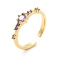 Открытое кольцо-манжета фиолетового кубического циркония KK-K270-07G-3