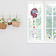 SUNNYCLUE 1 Set Diamond Rhinestone Painting DIY Unicorn Wind Chime Window Hanging Ornament Suncatcher Rainbow Chain Wind Chime for Family Room Garden Wall Hanging DIY Drill Painting Decoration DIY-WH0246-93-6