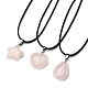 Наборы для самостоятельного изготовления подвесок и ожерелий из вощеного шнура из натурального розового кварца DIY-FS0008-74-2