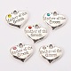 Wedding Theme Antique Silver Tone Tibetan Style Alloy Heart with Mother of the Groom Rhinestone Charms X-TIBEP-N005-17-1