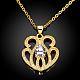 Real 18K Gold Plated Brass Cubic Zirconia Heart Pendant Necklaces NJEW-BB05691-G-2