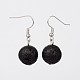 Natural Lava Rock Gemstone Round Dangle Earrings EJEW-JE01688-2