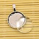 Antique Silver Tibetan Style Pendant Cabochon Settings and Flat Round Transparent Clear Glass Cabochons TIBE-X0004-FF-4