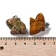 天然＆合成混合原石のペンダント  プラチナメッキのメタルスナップ留めのウサギのチャーム  染めと未染色の混合  19~19.5x20~21x10mm  穴：3x5.5mm G-B068-09P-4